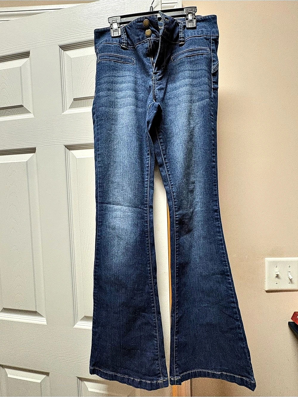 poured in blue Women's Flare Jeans in Blue Size 7